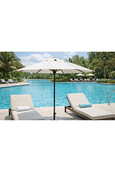 erta 2.5 Metre Yuvarlak Ahşap Iskeletli Bahçe Şemsiyesi Tüm Renk Seçenekleriy...