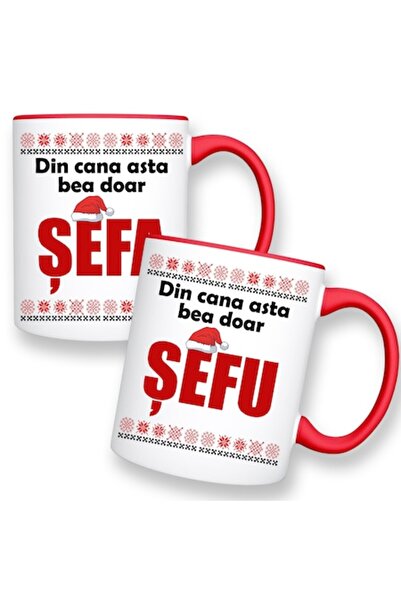 OEM Set of 2 mugs with message: 'From this mug drinks only boss'