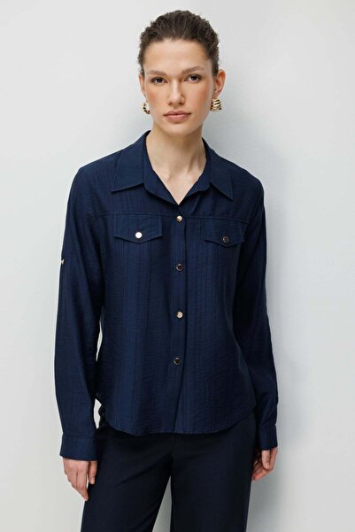 Ekol Süs Cep Detaylı Çıtçıtlı Bluz