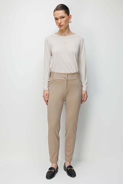 Ekol Double Buttoned Slim Leg Trousers