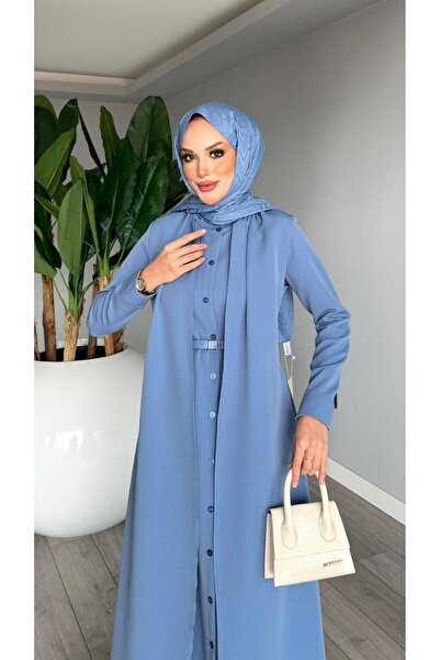 FIRSTESLEM Kemerli Kadın Ferace Elbise