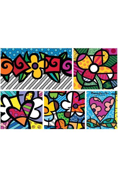 Bluebird Puzzle 1500 piese - Romero Britto: Collage: Hearts and Flowers (Blue...