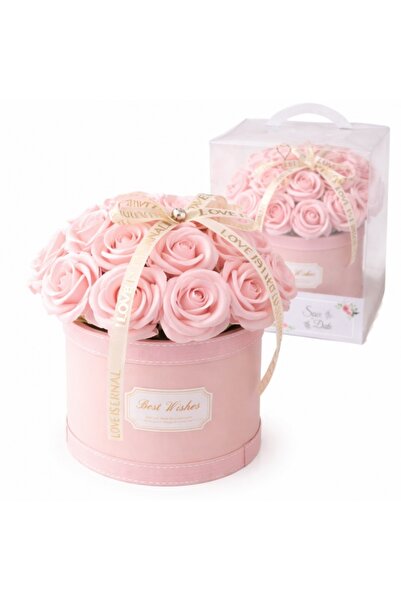 ECARLA Кутия за цветя 21 ароматни сапунени рози, прозрачна кутия с дръжка, ел...