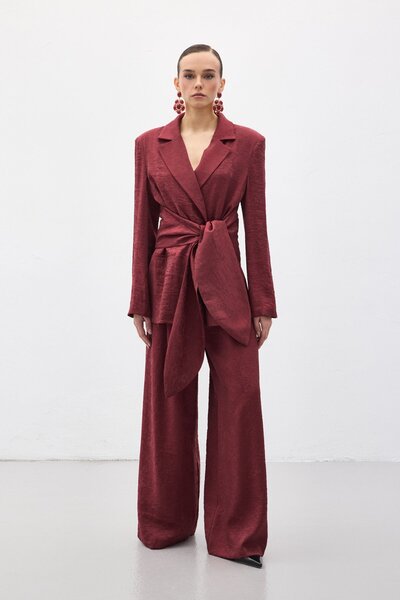 Sateen Freya Pants - Burgundy