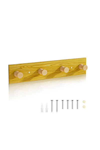 Dotail DZPIN coat rack, 4 hooks, 43.3 x 10.6 cm, wood, light brown