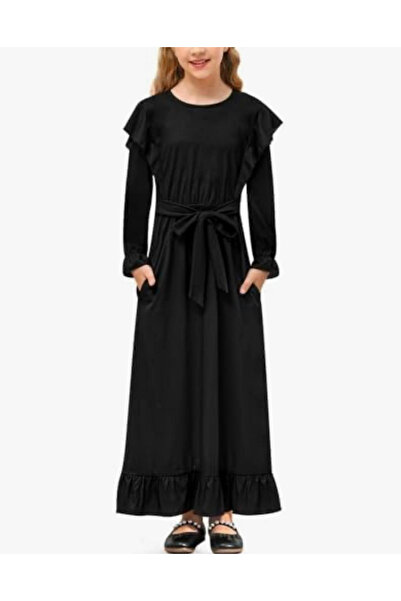 OMS Rochie Maxi cu Mâneci Lungi pentru Fete cu Volane