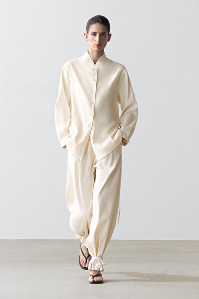 Massimo Dutti Dökümlü barrel fit pantolon