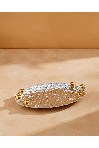 REDTAG Gold Hammered Round Serving Tray – Medium