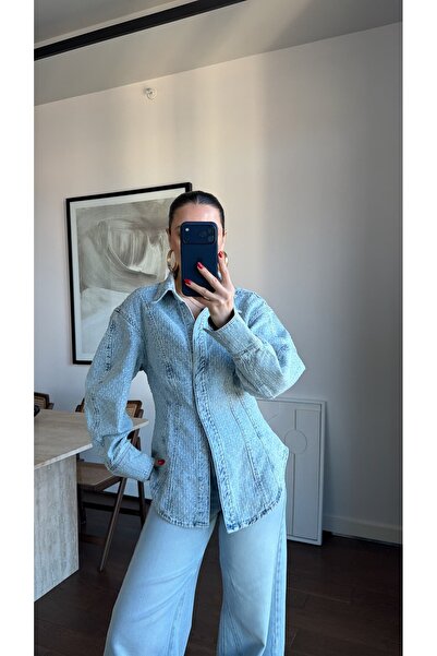 sinemkivanc co BELDEN OTURTMALI DENİM GÖMLEK