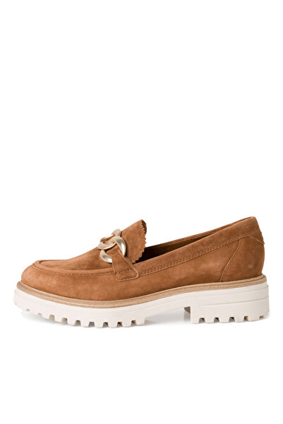Tamaris Brown Suede Moccasins with White Sole