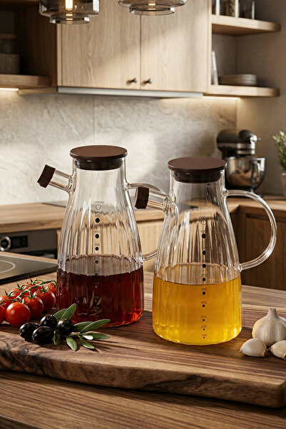 Porsima Lm-0053 Alvera Covered Borosilicate Glass 2-Piece Oil Pot and Vinegar...