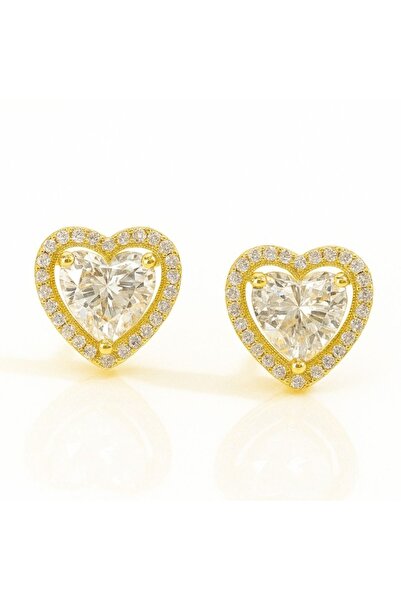 ECARLA Heart-shaped earrings with faceted zirconia, made of stainless steel, ...