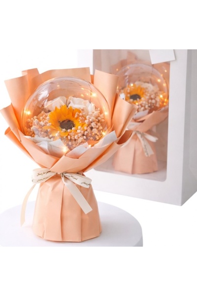 ECARLA Букет от ароматни цветя от пяна, с LED светлини в сферата, 3 режима на...