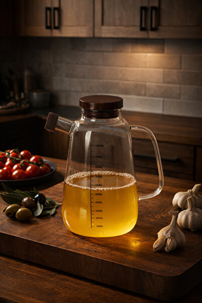 Porsima Lm-0109 Livra Borosilicate Glass Oil Container with Lid, Vinegar Cont...