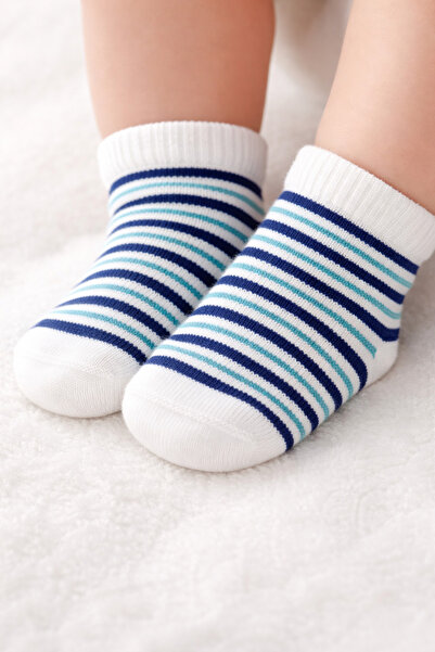 BONY SOCKS Bebek Çizgili Step Çorap Ekru
