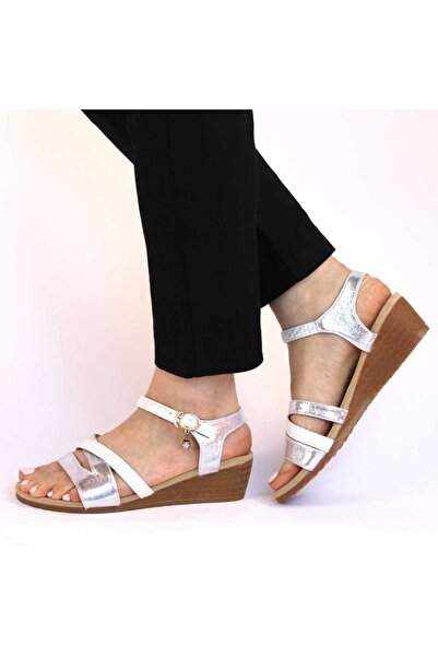 mm Comfortable women's Sandals with platform AD-63-SILVER-WHITE