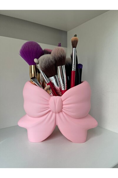 Lotus Dekoratif Fiyonklu Makyaj Fırçalık Organizer