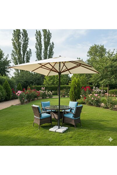 erta 3 Metre Kare Ahşap Iskeletli Bahçe Şemsiyesi Tüm Renk Seçenekleriyle Tab...