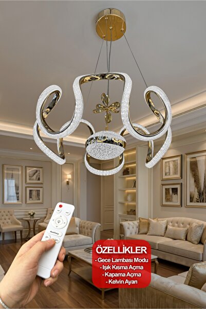 RSCOLLECTIONS Eliza Tek Top Simli Modern Sarkıt Oturma & Salon Led Avizesi Ku...