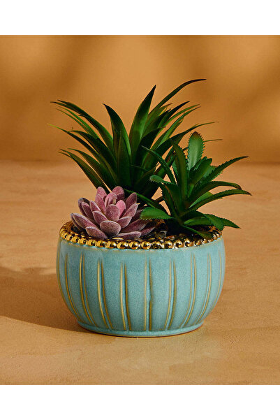 REDTAG نبات عصاري صناعي أزرق مع وعاء سيراميك