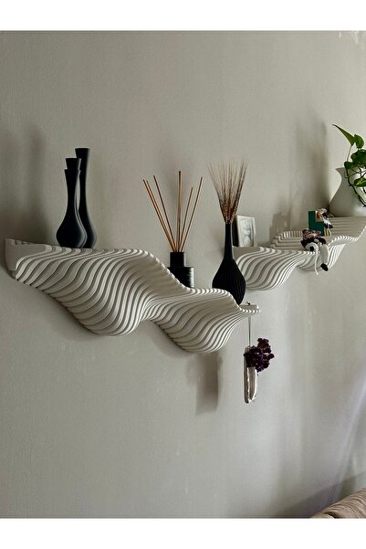 Mays3Dstudio Modern Dalga Form Duvar Rafı – 3D Tasarım Dekoratif Duvar Rafı –...