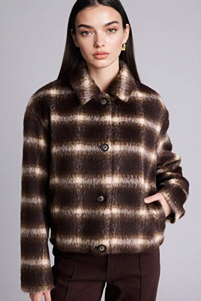 DeFacto Regular Fit Checked Melton Coat G7841Ax26Sp