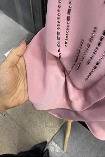 PERA MODA Stylish Shirt with Stones on the Front and Long Back, Basic, Non-Se...