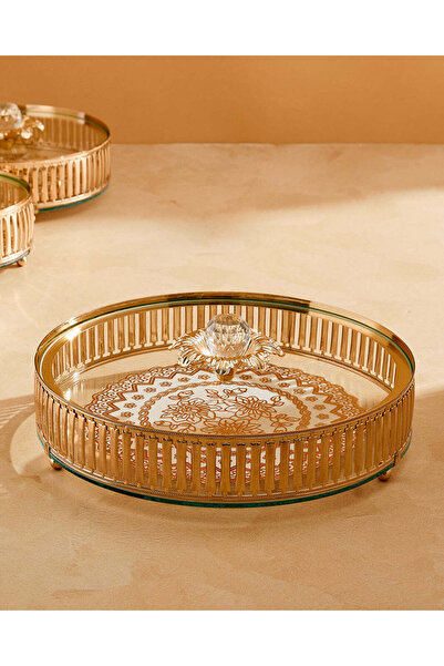 REDTAG برطمان حلوى ذهبي دائري بغطاء زجاجي 25 سم