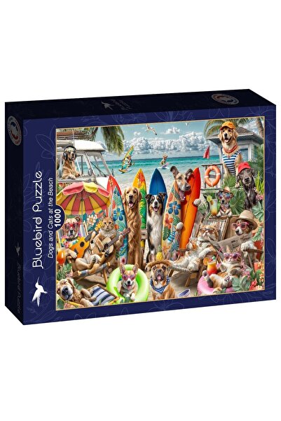 Bluebird Puzzle 1000 piese - Rafael Trujillo: Dogs and Cats at the Beach (Blu...