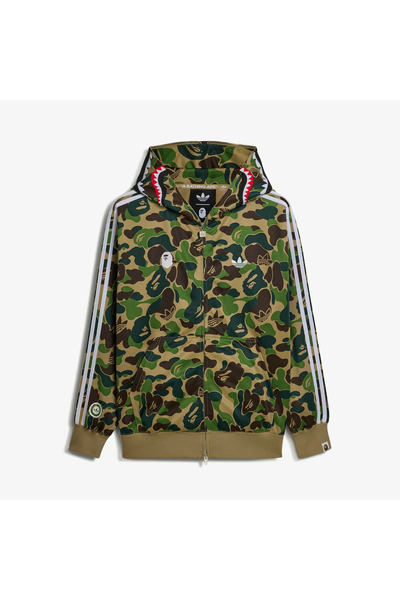 adidas BAPE Track Shark Hoodie 'Crew Green'