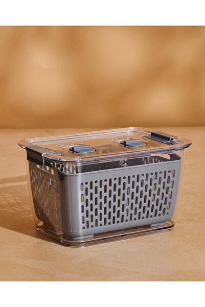 REDTAG سلة تخزين مستطيلة شفافة مزودة بشبكة مصفاة