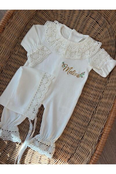 Mini Ropa Dantel Detaylı İsme Özel Bebek Tulum Ve Şapka