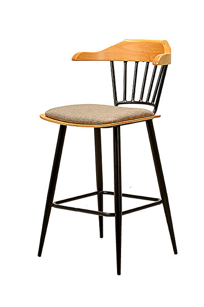 SÜPER ÇELİK BAR TABURESİ 972 MODEL GRİ KUMAŞ
