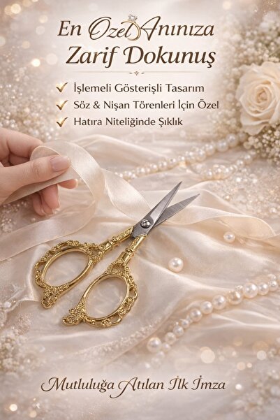 Uniquem Gold Söz Makası Kurdele Makası, Söz Nişan Kurdele Kesme Makasları, Aç...