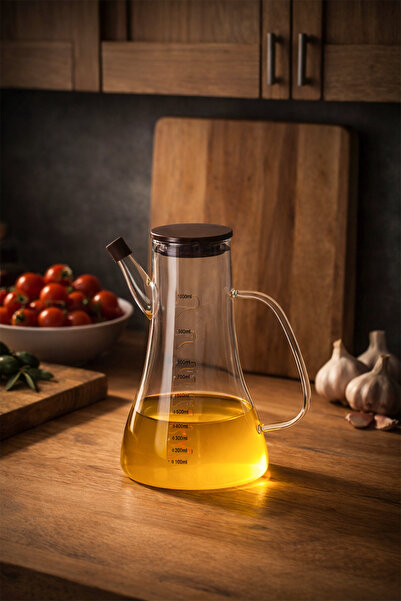 Porsima Lm-0106 Serra Lid Borosilicate Glass Oil Pot Vinegar Pot Oil Pot 1000ml
