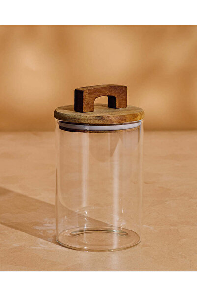 REDTAG برطمان تخزين زجاجي خشبي شفاف