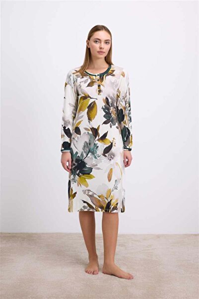 civetta Long Sleeve Floral Print Lenzing Viscose , Buttoned Collar Detail Nig...