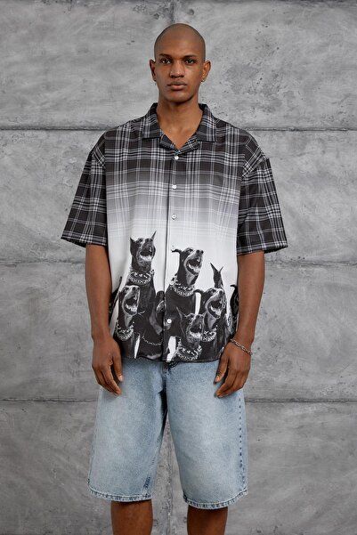 NOMARC Μαύρο ΠΟΥΚΑΜΙΣΟ DIGITAL KOPEK BASKI oversized