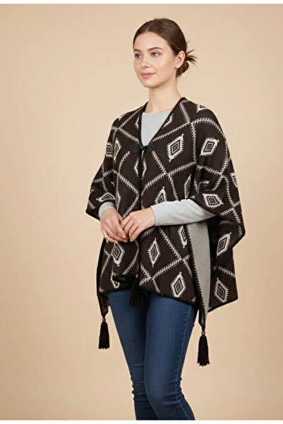 Elit Scarf Geometric Pattern Poncho