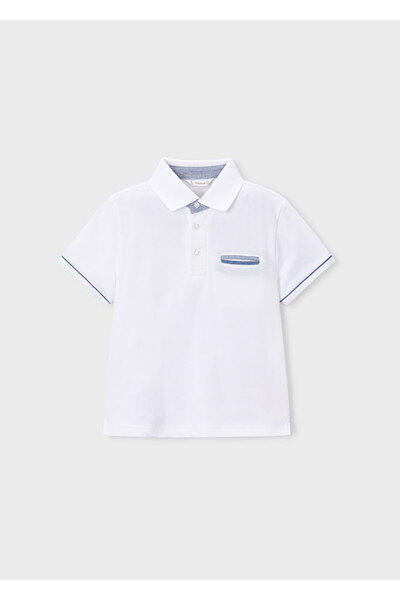 MAYORAL Tricou cu guler polo pentru băieți, alb 3103