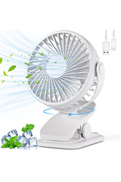Mihai Ventilator portabil cu clip, rotație 360°, 3 viteze, încărcare rapidă, ...