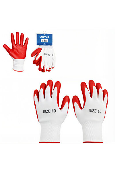 JML1 Protective Gloves 12/set from Textile Material with Latex Coating, Size ...