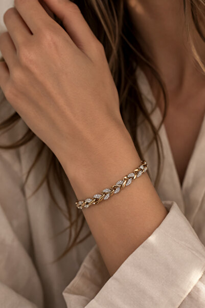 QUEENELA Steel bracelet with zircon stones
