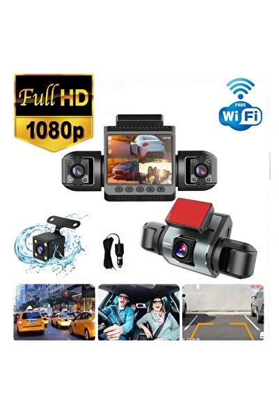 3 Tıkla Araç İçi FullHD 4 Kameralı 9720 170° Derece Açılı Yol Takip, İç Mekan...