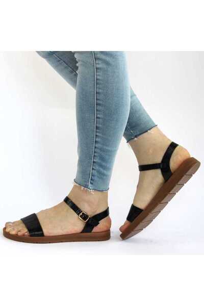 mm Women's lightweight and comfortable casual Sandals PU-203-BLACK