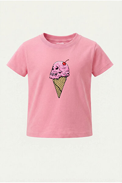 nirvoda Детска тениска с принт на сладолед и череп