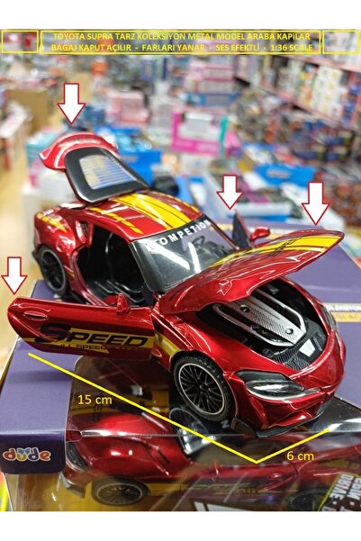 OYUNCAKSAHİLİ TOYOTA SUPRA TARZ KOLEKSİYON METAL MODEL ARABA KAPI BAGAJ KAPUT...