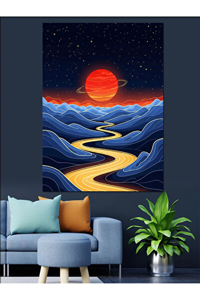 KanvasSepeti Pixel Art Night Pictură în ulei de înaltă calitate texturat Canv...