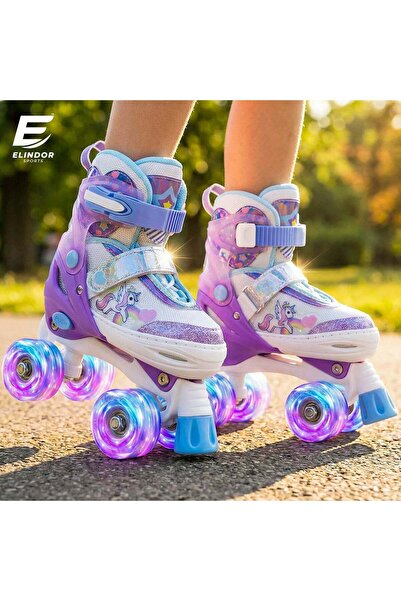 Elindor ® Adjustable Roller Skates for Kids and Adults, 4 Light-Up, Size S, 2...