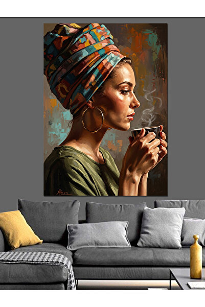 KanvasSepeti Pictură în ulei de înaltă calitate cu capete etnice texturat Can...